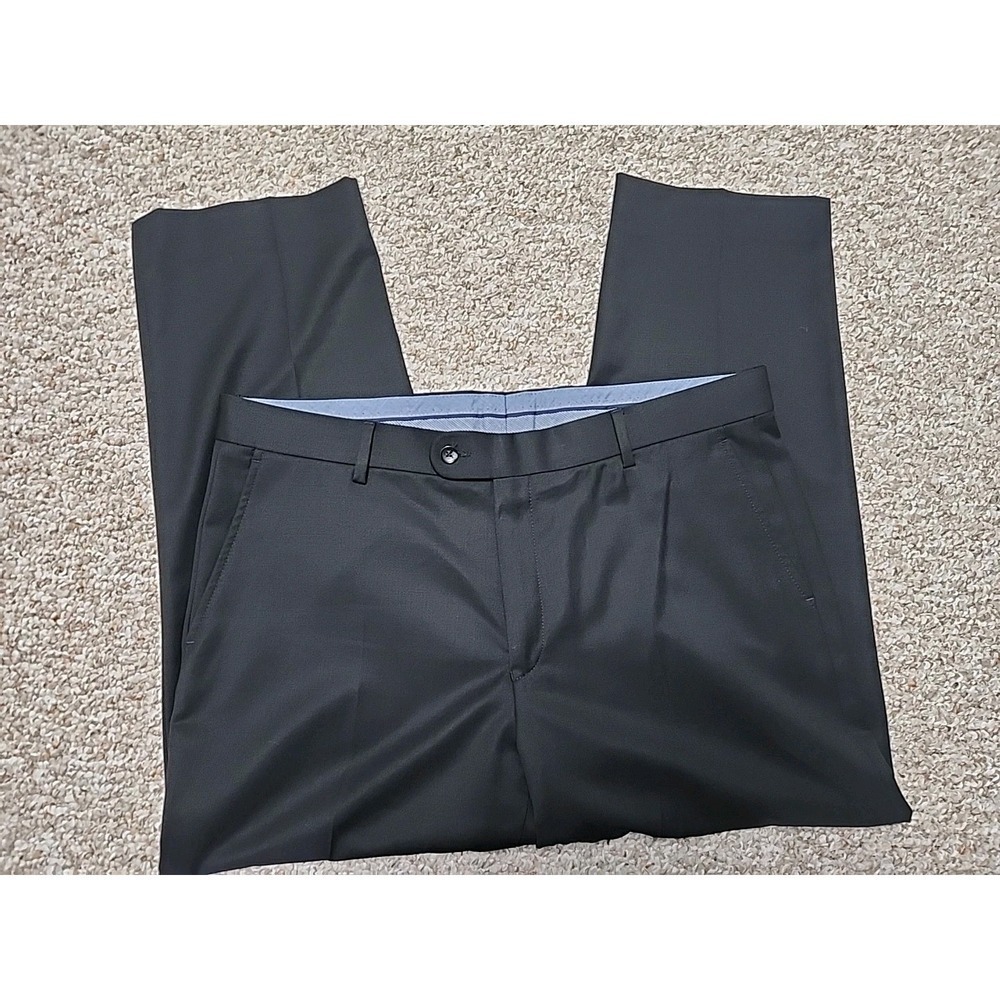 1946 By Ballin Total Comfort Stretch Black Flat Front‎ Pants 38x28 Actual